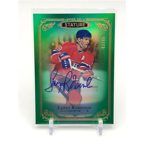 2019-20 UPPER DECK STATURE HOCKEY LARRY ROBINSON SIGNED TRADING CARD 43/65