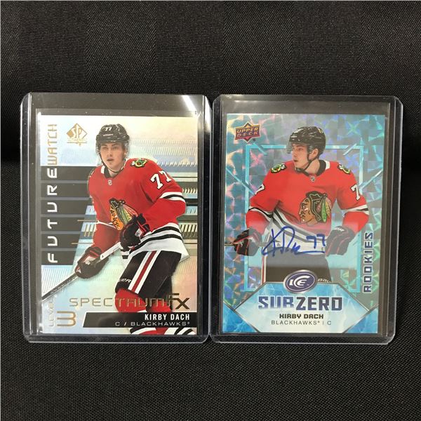 LOT OF 2 UPPER DECK HOCKEY KIRBY DACH TRADING CARDS - INCLUDING 1 SIGNED ROOKIE