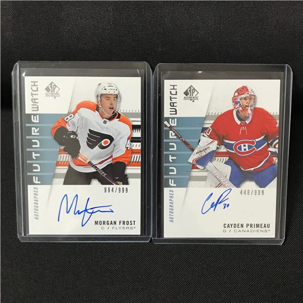 LOT OF 2 2019-20 UPPER DECK SP AUTHENTIC HOCKEY SIGNED TRADING CARDS /999