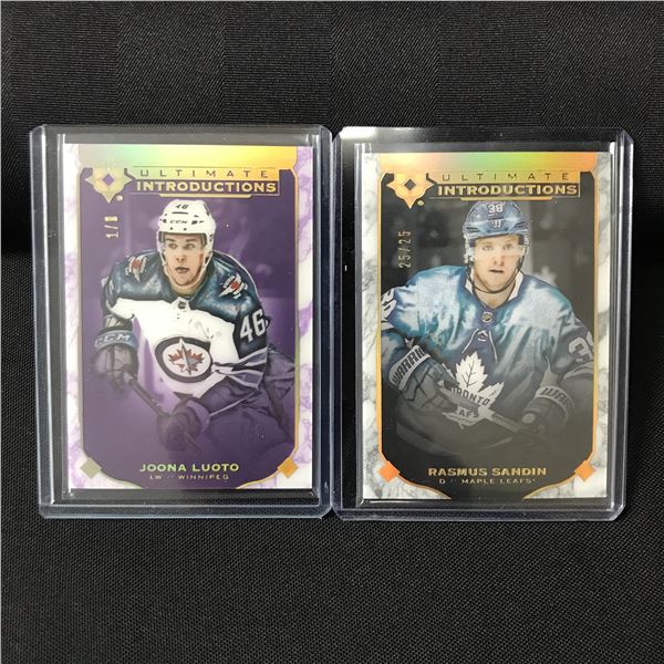 LOT OF 2 2019-20 UPPER DECK ULTIMATE COLLECTION HOCKEY INTRODUCTION TRADING CARDS - 01/09 & 25/25