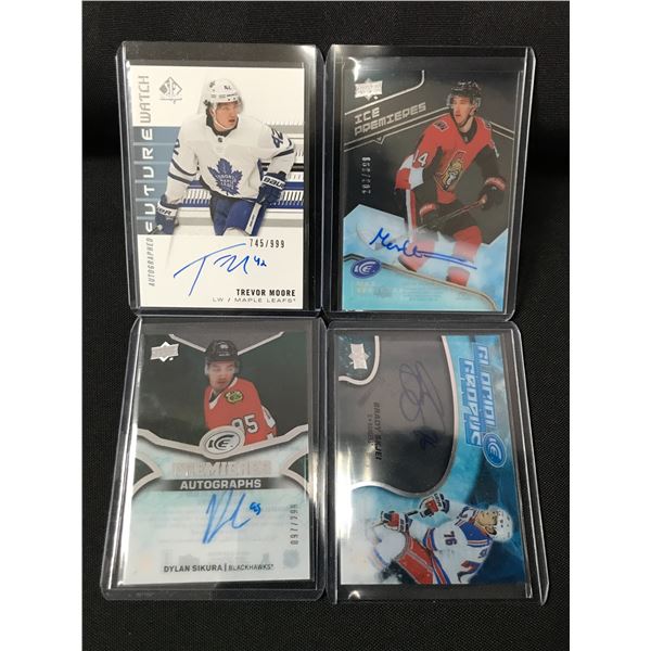 LOT OF 4 SIGNED HOCKEY TRADING CARDS