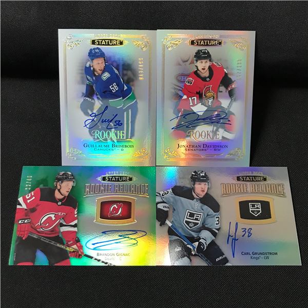 LOT OF 4 STATURE ROOKIE SIGNED HOCKEY TRADING CARDS