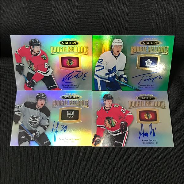 LOT OF 4 STATURE ROOKIE SIGNED HOCKEY TRADING CARDS
