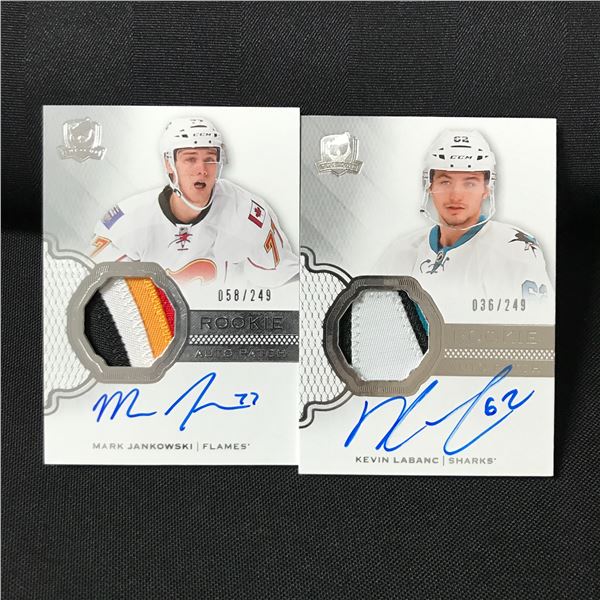 LOT OF 2 ROOKIE SIGNED PATCH HOCKEY TRADING CARDS - 036/249 & 58/249