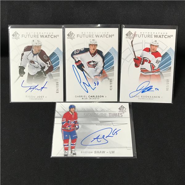 LOT OF 4 SIGNED HOCKEY TRADING CARDS
