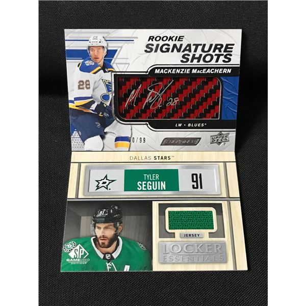 LOT OF 2 HOCKEY PATCH TRADING CARDS - INCLUDING MACKENZIE MACEACHERN SIGNED 90/99