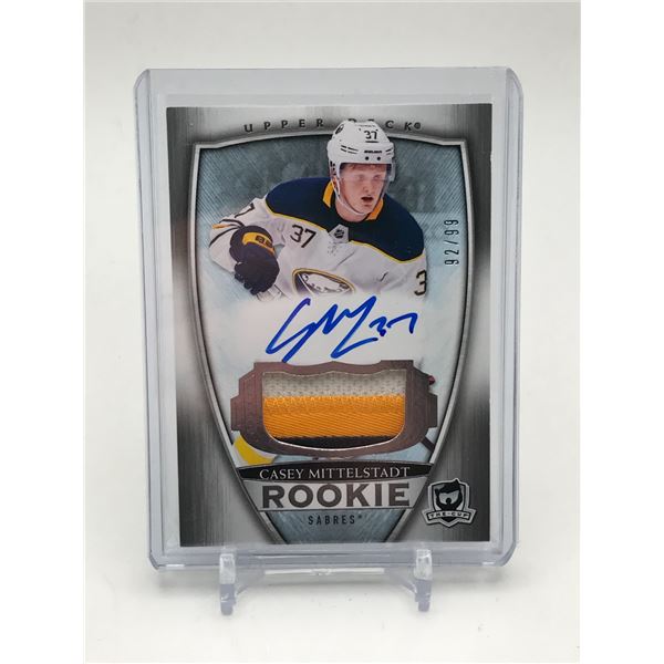 2018-19 UPPER DECK THE CUP HOCKEY CAEY MITTELSTADT SIGNED ROOKIE PATCH TRADING CARD 92/99
