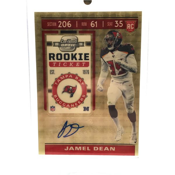 2019 PANINI CONTEDERS OPTIC FOOTBALL JAMEL DEAN SIGNED ROOKIE TICKET TRADING CARD
