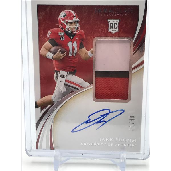 2020 PANINI IMMACULATE COLLECTION COLLEGIATE JAKE FROMM SIGNED PATCH ROOKIE TRADING CARD 39/49