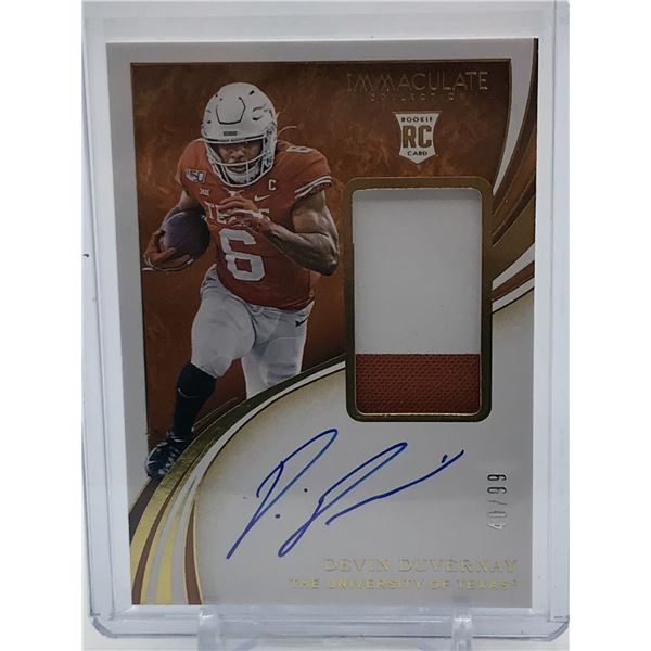 2020 PANINI IMMACULATE COLLECTION COLLEGIATE DEVIN DUVERNAY SIGNED PATCH ROOKIE TRADING CARD 40/99