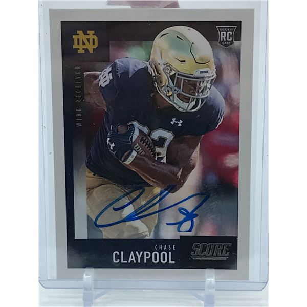 2020 PANINI SCORE FOOTBALL CHASE CLAYPOOL SIGNED ROOKIE TRADING CARD