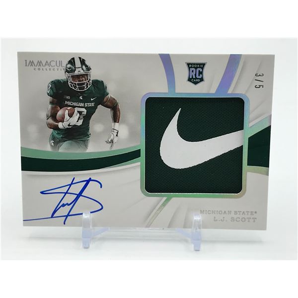 2019 PANINI IMMACULATE COLLECTION COLLEGIATE L.J SCOTT SIGNED PATCH ROOKIE CARD - 3/5