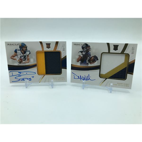 LOT OF 2 2019 PANINI IMMACULATE COLLECTION COLLEGIATE SIGNED PATCH ROOKIE TRADING CARDS /99