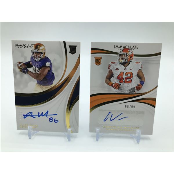 LOT OF 2 2019 PANINI IMMACULATE COLLECTION COLLEGIATE SIGNED ROOKIE TRADING CARDS /99