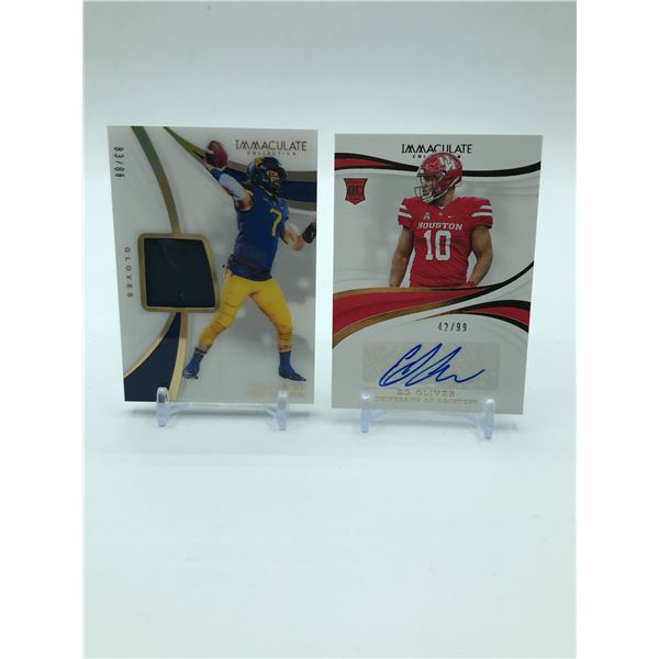 LOT OF 2 2019 PANINI IMMACULATE COLLECTION COLLEGIATE - 1 SIGNED ROOKIE 42/99