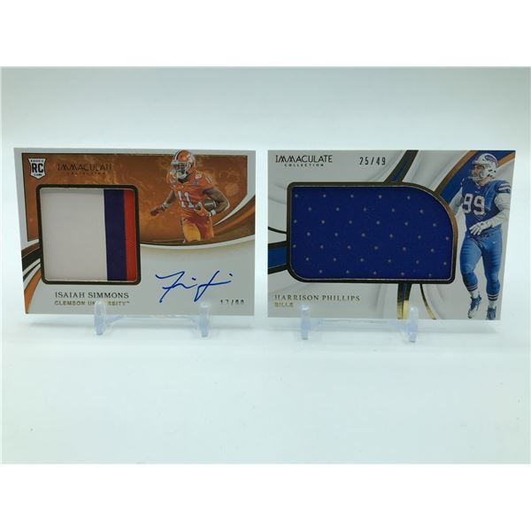 LOT OF 2 2019/20 PANINI IMMACULATE COLLECTION COLLEGIATE PATCH CARDS - INCLUDING 1 SIGNED ROOKIE
