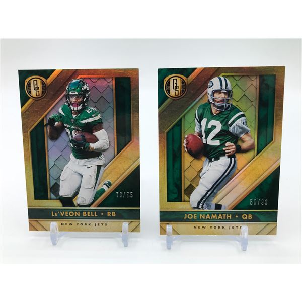 LOT OF 2 2020 PANINI GOLD STANDARD FOOTBALL JETS TRADING CARDS - 7075 & 50/99