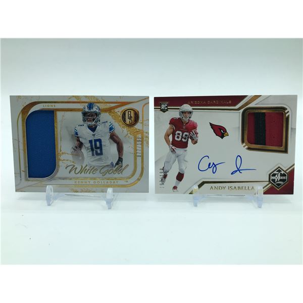 LOT OF 2 PANINI PATCH FOOTBALL CARDS - INCLUDING 1 SIGNED ROOKIE CARD