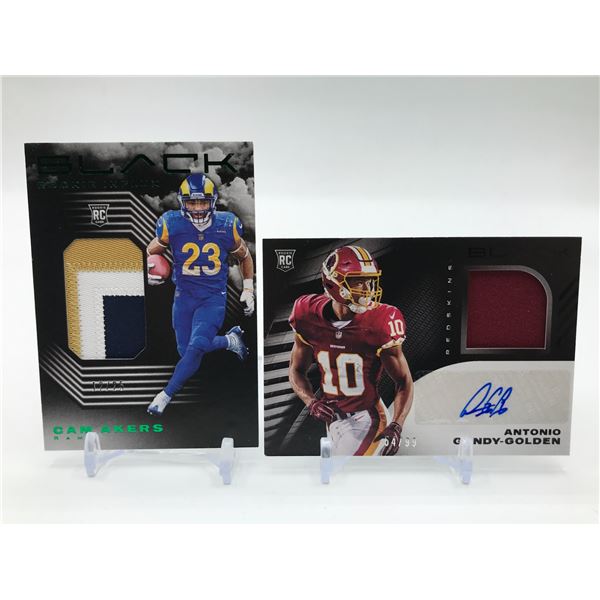 LOT OF 2 2020 PANINI BLACK FOOTBALL PATCH ROOKIE TRADING CARDS - INCLUDING 1 SIGNED