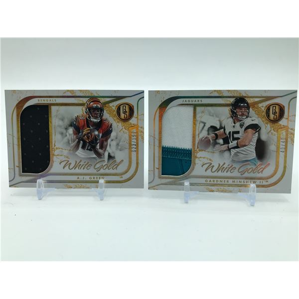 LOT OF 2 NFL WHITE GOLD PATCH TRADING CARDS