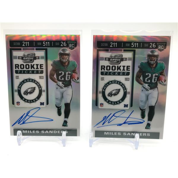 LOT OF 2 2019 PANINI CONTENDERS OPTIC FOOTBALL MILES SANDER SIGNED ROOKIE TICKET TRADING CARDS
