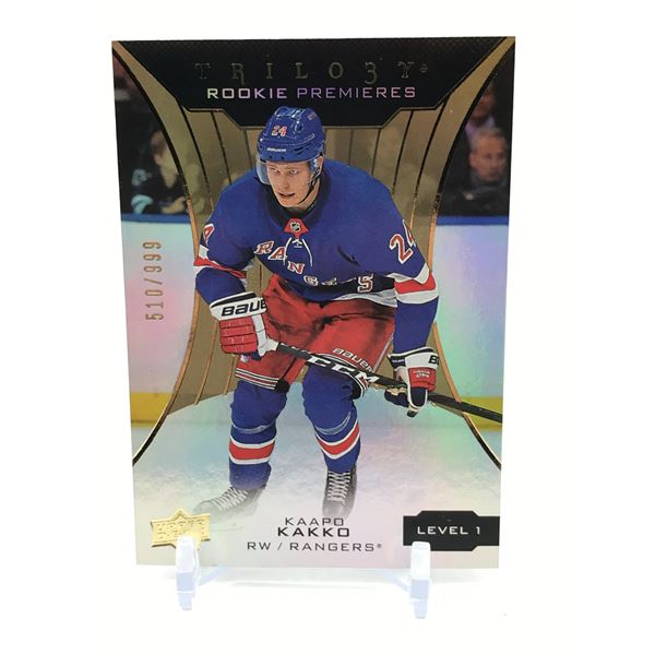 2019-20 UPPER DECK TRILOGY HOCKEY ROKOIE PREMIERES KAAPO KAKKO TRADING CARD - 510/999