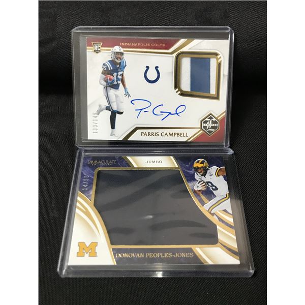 LOT OF 2 PATCH TRADING CARDS - INCLUDING 1 ROOKIE SIGNED