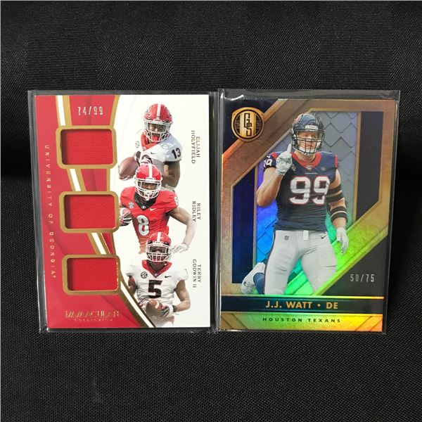 LOT OF 2 TRADING CARDS - INCLUDING 1 X TRIPLE PATCH