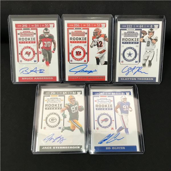 LOT OF 5 SIGNED ROOKIE TICKET TRADING CARDS