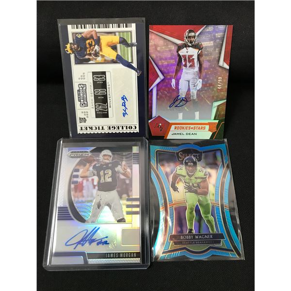 LOT OF 4 NFL TRADING CARDS - INCLUDING 3 SIGNED