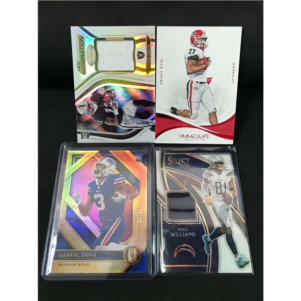 LOT OF 4 NFL TRADING CARDS - INCLUDING 2 PATCH