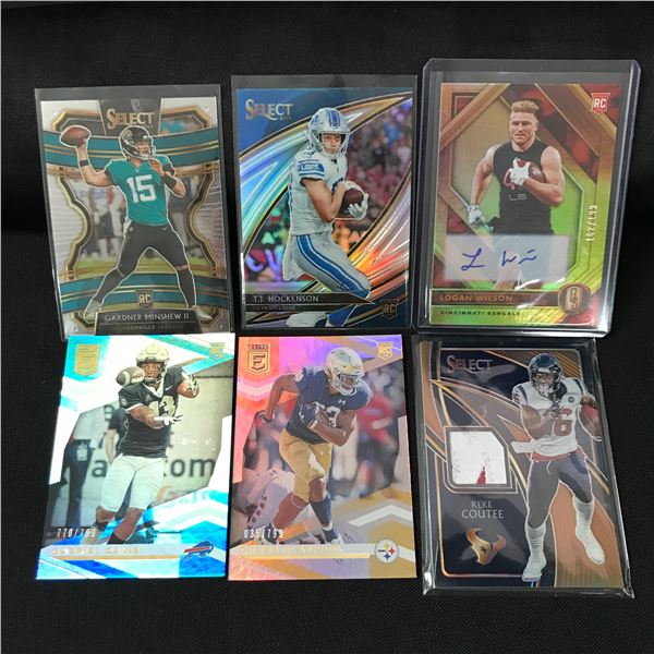 LOT FO 6 NFL TRADING CARDS - INCLUDING 1 SIGNED ROOKIE
