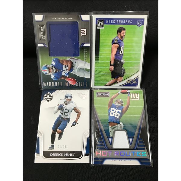 LOT OF 4 NFL TRADING CARDS - INCLUDING 2 PATCH