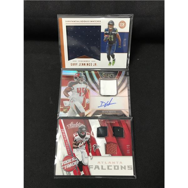 LOT OF 3 2019 PANIN FOOTBALL PATCH TRADING CARDS - INCLUDING 1 SIGNED