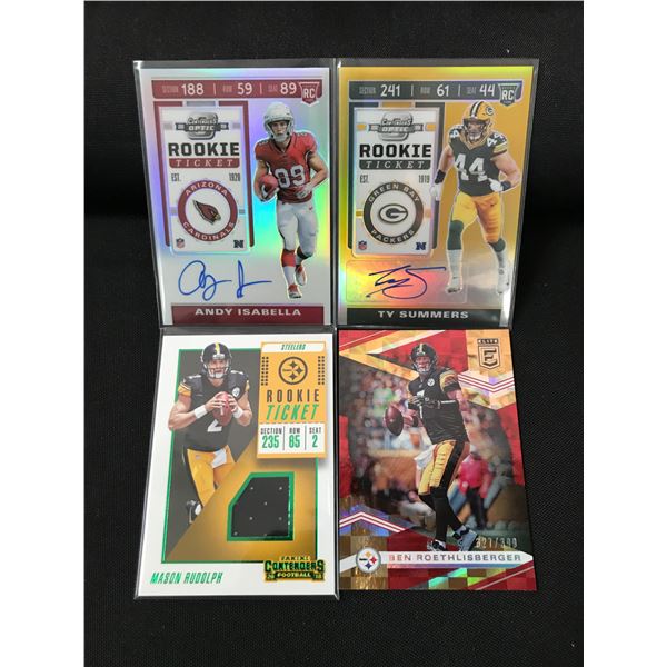 LOT OF 4 TRADING CARDS - INCLUDING 2 SIGNED ROOKIE TICKETS