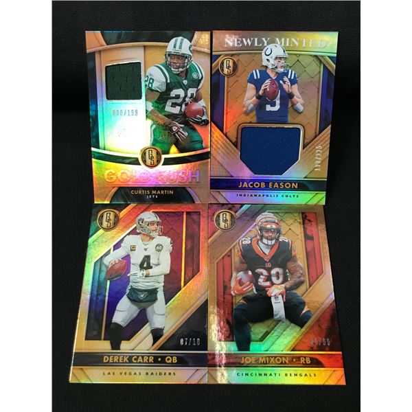LOT OF 4 FOOTBALL TRADING CARDS - INCLUDING 2 PATCH