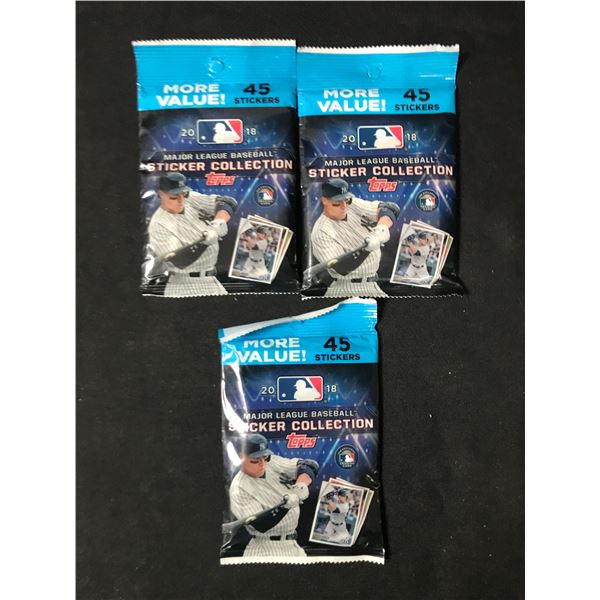 LOT OF 3 2018 TOPPS MLB STICKER COLLECTION SEALED BOOSTER PACKS