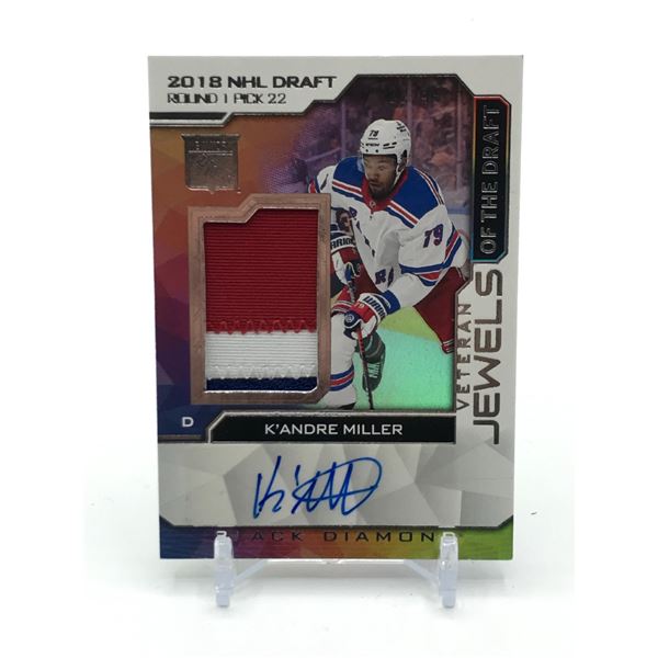 2023-24 UPPER DECK BLACK DIAMOND HOCKEY K'ANDRE MILLER SIGNED PATCH TRADING CARD