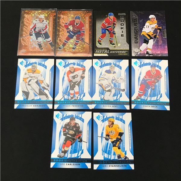 LOT OF 10 HOCKEY TRADING CARDS - INCLUDING 8 ROOKIES