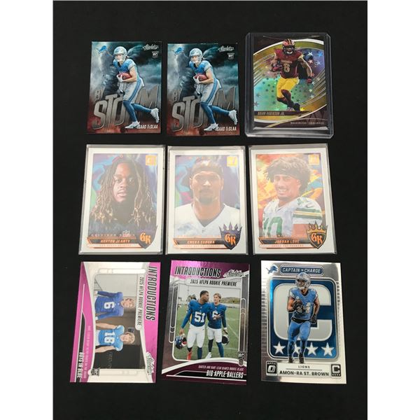 LOT OF 9 FOOTBALL TRADING CARDS - INCLUDING 2 ROOKIES