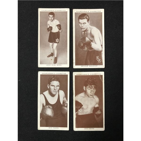 LOT OF 4 CHURCHMAN'S CIGARETTES BOXING TRADING CARDS