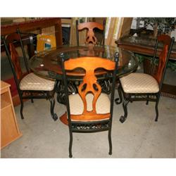 Round Glass Top Table and 4 Chairs