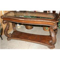 Glass & Wood Sofa Table