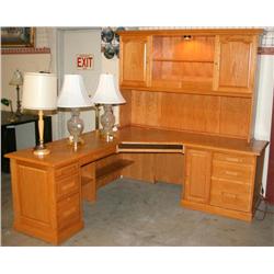 Lighted Wood L Shaped Desk