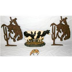 Lot of Cast Iron Wall Hangings & Figurine