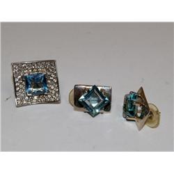Blue Stone Ring & Earring Set