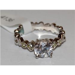 Silver Tone Ring With CZ's
