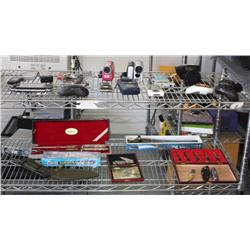 Rack Lot of Misc. Electronics & Knives