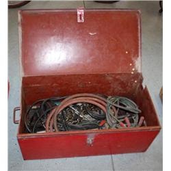 Metal Tool Bin & Bucket w/ Misc Items