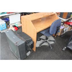 Desk, Chair, and television